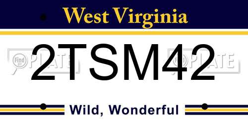 2TSM42 West Virginia License Plate
