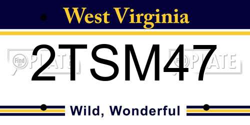 2TSM47 West Virginia License Plate