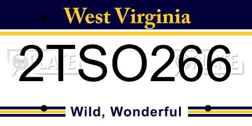 2TSO266 West Virginia License Plate
