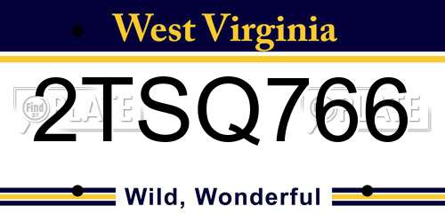 2TSQ766 West Virginia License Plate