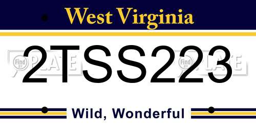 2TSS223 West Virginia License Plate