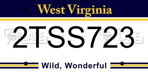 2TSS723 West Virginia License Plate