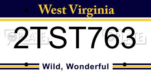 2TST763 West Virginia License Plate