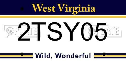 2TSY05 West Virginia License Plate