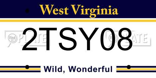 2TSY08 West Virginia License Plate