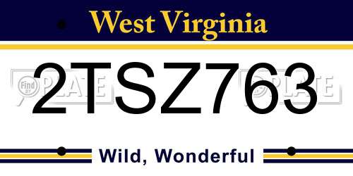 2TSZ763 West Virginia License Plate
