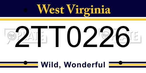 2TT0226 West Virginia License Plate