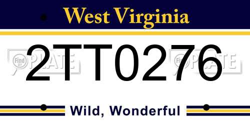 2TT0276 West Virginia License Plate