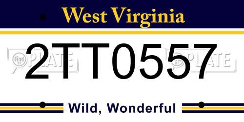 2TT0557 West Virginia License Plate