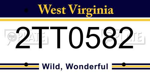 2TT0582 West Virginia License Plate