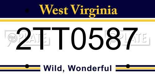 2TT0587 West Virginia License Plate