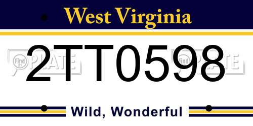 2TT0598 West Virginia License Plate