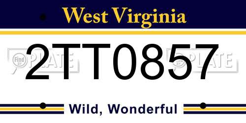 2TT0857 West Virginia License Plate