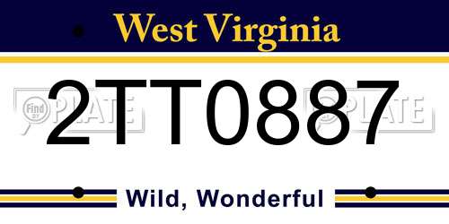 2TT0887 West Virginia License Plate