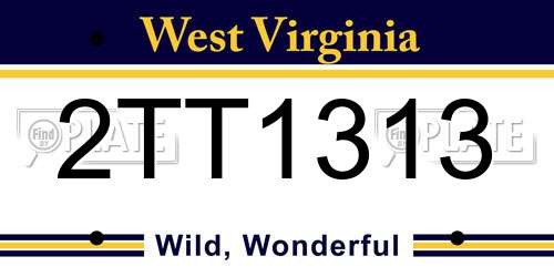2TT1313 West Virginia License Plate