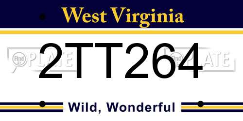 2TT264 West Virginia License Plate