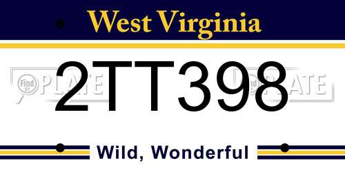 2TT398 West Virginia License Plate