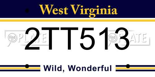 2TT513 West Virginia License Plate