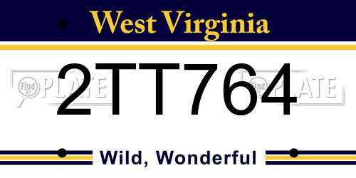 2TT764 West Virginia License Plate
