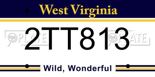 2TT813 West Virginia License Plate