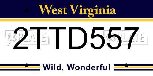 2TTD557 West Virginia License Plate