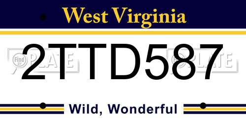 2TTD587 West Virginia License Plate