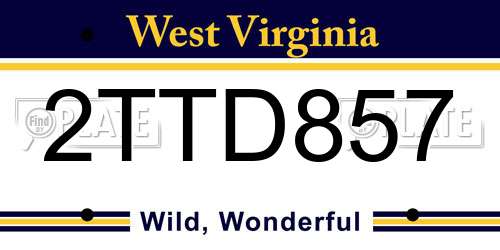 2TTD857 West Virginia License Plate
