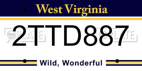 2TTD887 West Virginia License Plate