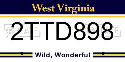 2TTD898 West Virginia License Plate
