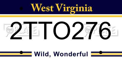 2TTO276 West Virginia License Plate