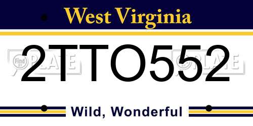 2TTO552 West Virginia License Plate