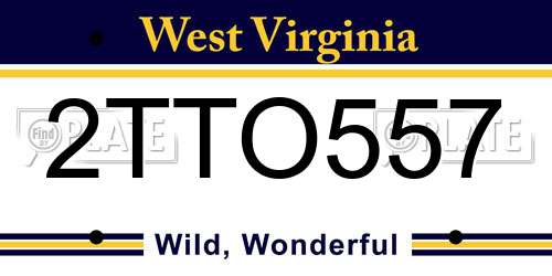 2TTO557 West Virginia License Plate