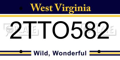 2TTO582 West Virginia License Plate
