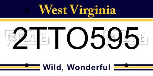 2TTO595 West Virginia License Plate