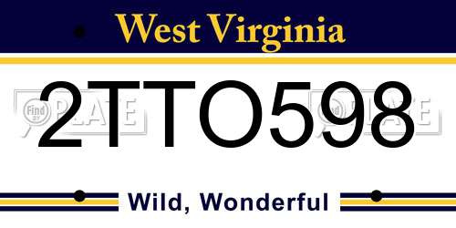 2TTO598 West Virginia License Plate
