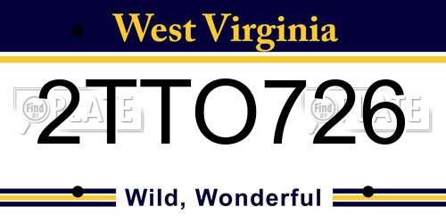2TTO726 West Virginia License Plate