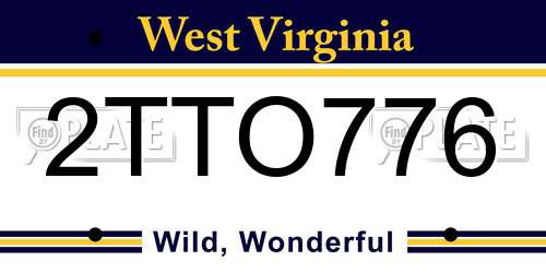 2TTO776 West Virginia License Plate