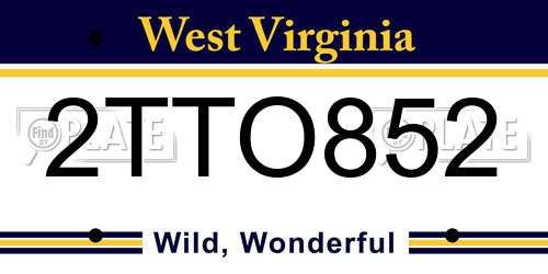 2TTO852 West Virginia License Plate