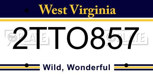 2TTO857 West Virginia License Plate