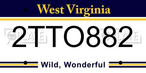 2TTO882 West Virginia License Plate