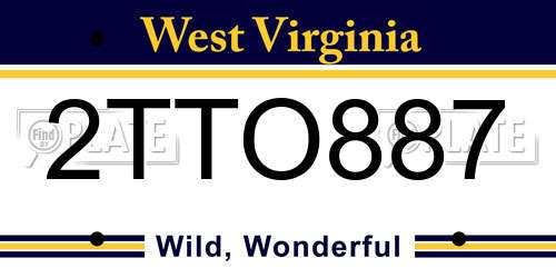 2TTO887 West Virginia License Plate