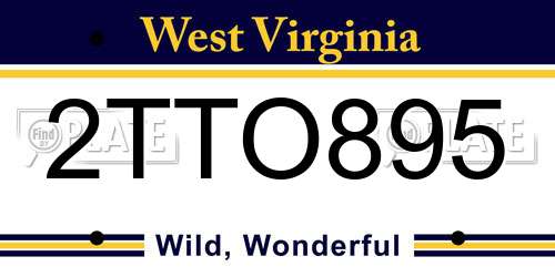 2TTO895 West Virginia License Plate