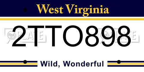 2TTO898 West Virginia License Plate