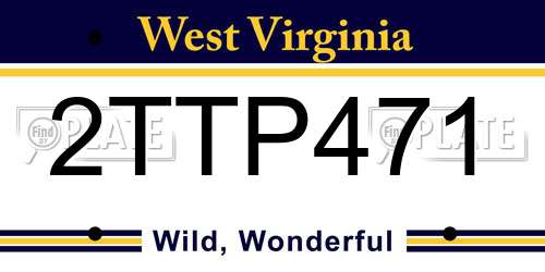 2TTP471 West Virginia License Plate