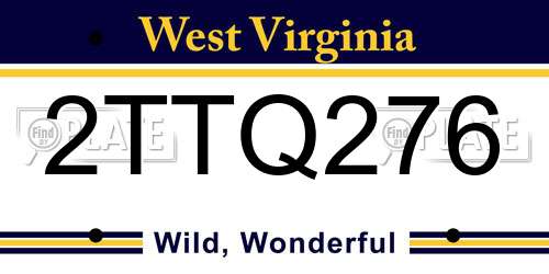 2TTQ276 West Virginia License Plate