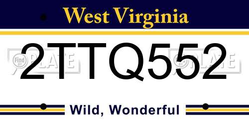 2TTQ552 West Virginia License Plate