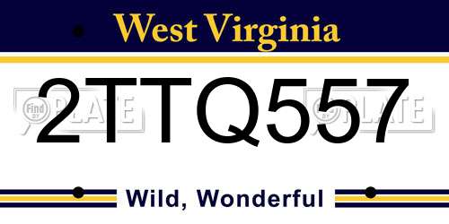 2TTQ557 West Virginia License Plate