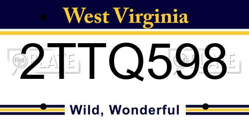 2TTQ598 West Virginia License Plate