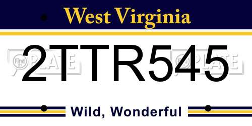 2TTR545 West Virginia License Plate