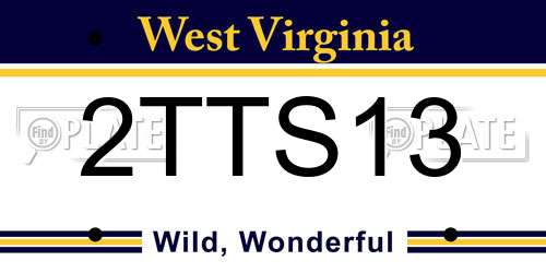 2TTS13 West Virginia License Plate